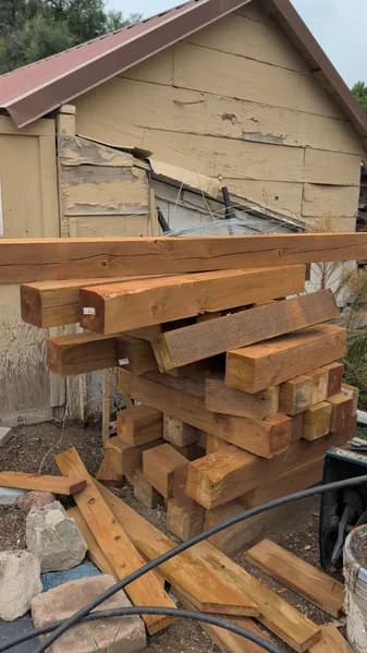 Assorted Dimensional Lumber & Timber Beams, side view
