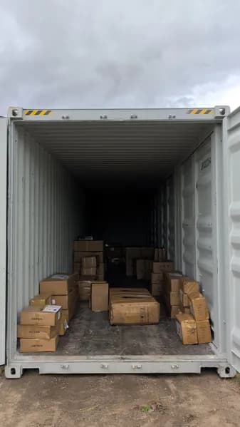 40' One-Trip Shipping Container - Secure Storage / Conex - Four Side Doors, rear view