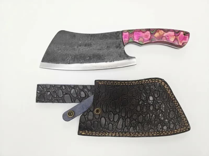 (56) Damascus Pattern Hunting & Folding Knives w/ Leather Sheaths | Free Shipping!, view 7