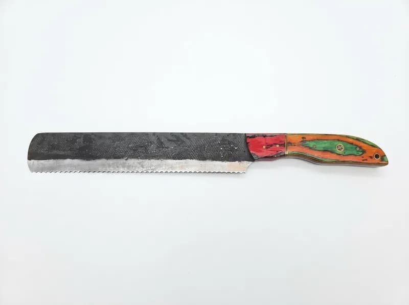 (56) Damascus Pattern Hunting & Folding Knives w/ Leather Sheaths | Free Shipping!, view 8