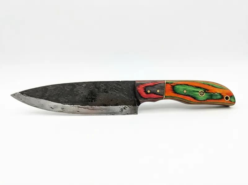 (56) Damascus Pattern Hunting & Folding Knives w/ Leather Sheaths | Free Shipping!, interior view